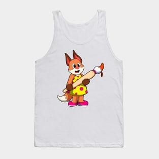 Fox as Painter with Brush & Paint Tank Top